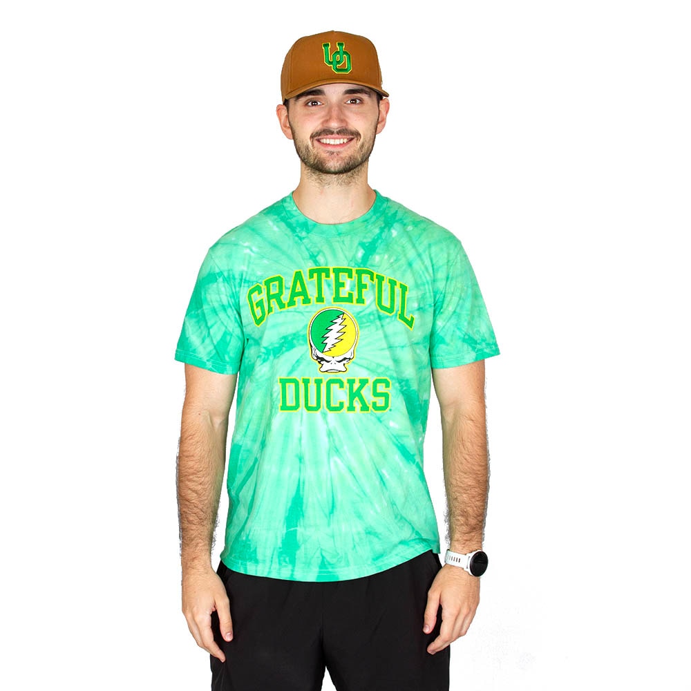 Ducks Spirit, Green, Crew Neck, Cotton, Men, Unisex, Football, Class Trip, Tie-Dye, Grateful Dead, Steal ur Face, Grateful Ducks, T-Shirt, 997227